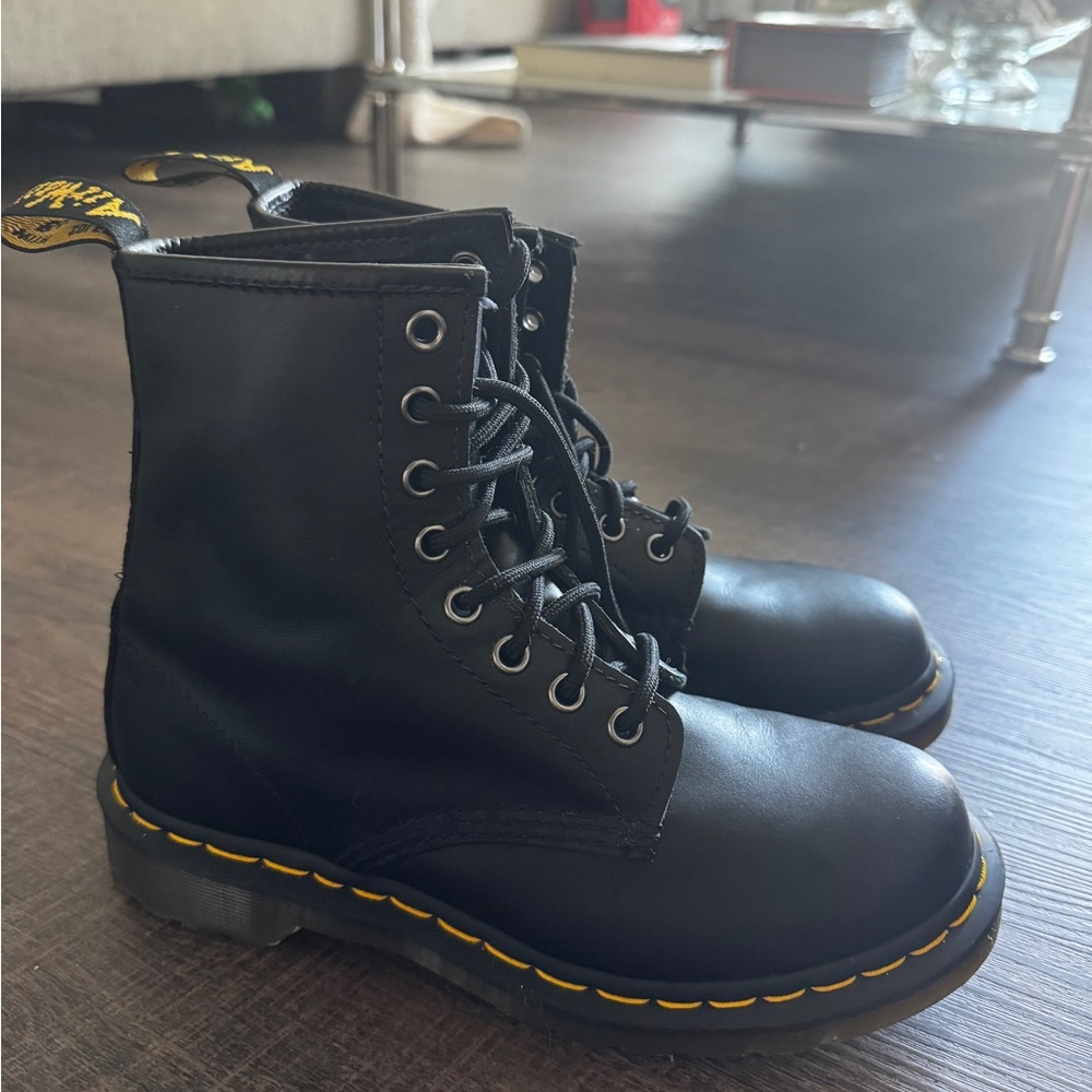 Black Doc Martens Leather Lace-Up Boots
